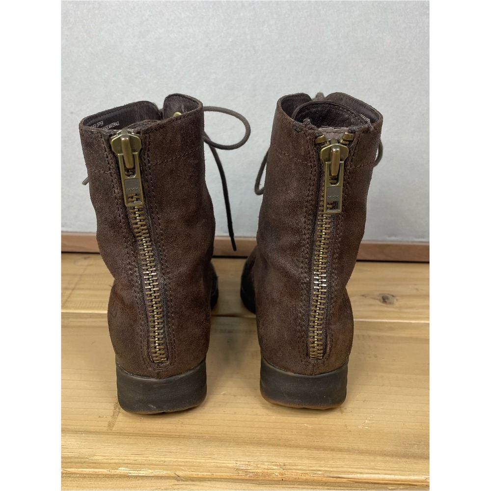 Born Dark Brown Suede/Leather Lace-Up Combat Boots Womens 6M - Picture 2 of 13